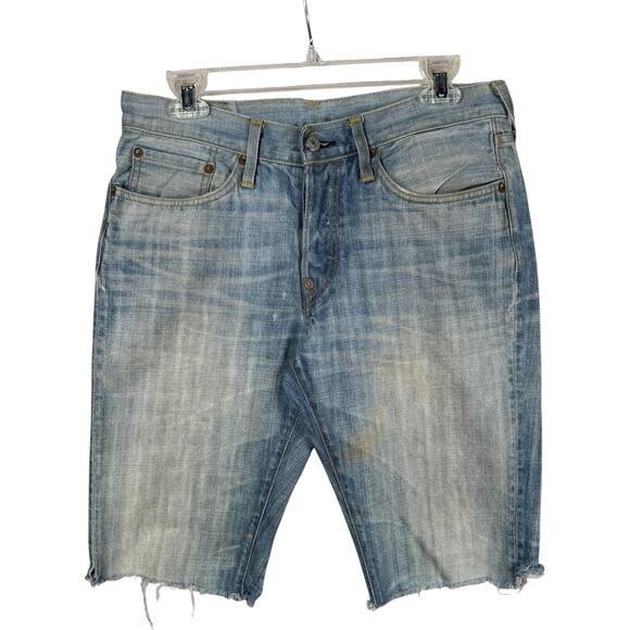 Vintage Evisu Distressed Raw Hem Denim Shorts 32 - Picture 1 of 7